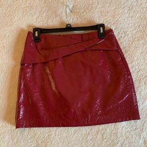 Maroon faux leather skirt